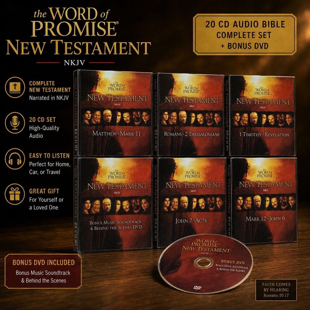 Word of Promise New Testament NKJV 20 CD Audio Bible Complete Set + DVD